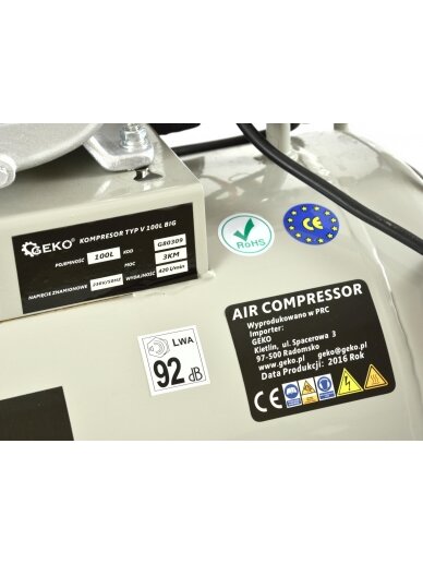 100L alyva suteptas oro kompresorius V-Twin 9 bar 390 l/min 12 100L alyva suteptas oro kompresorius V-Twin 9 bar 390 l/min 12