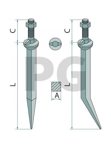 14 X 170 Akėčių noragas M12 Ov Quenched and tempered, Išlenktas 14 X 170 Akėčių noragas M12 Ov Quenched and tempered, Išlenktas