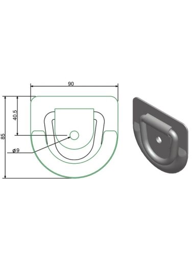 90 x 85 mm cinkuotas antgalis