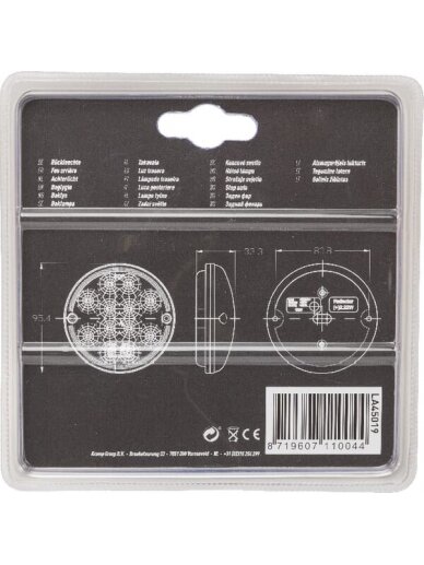 Atbulinės eigos lemputė LED, apvali, 12/24V, Ø 95 mm, gopart 2
