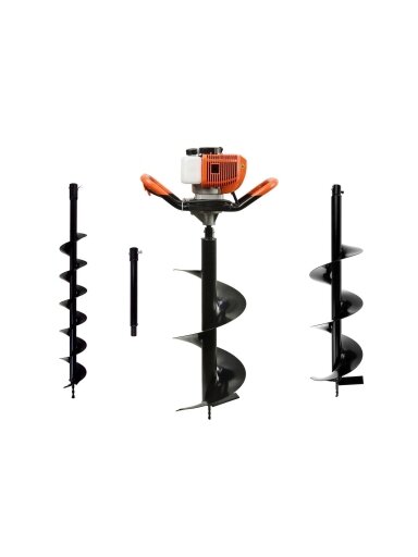 Benzininis žemės grąžtas + 3 grąžtai (Ø10, 20, 30 cm) + 50 cm prailginimas