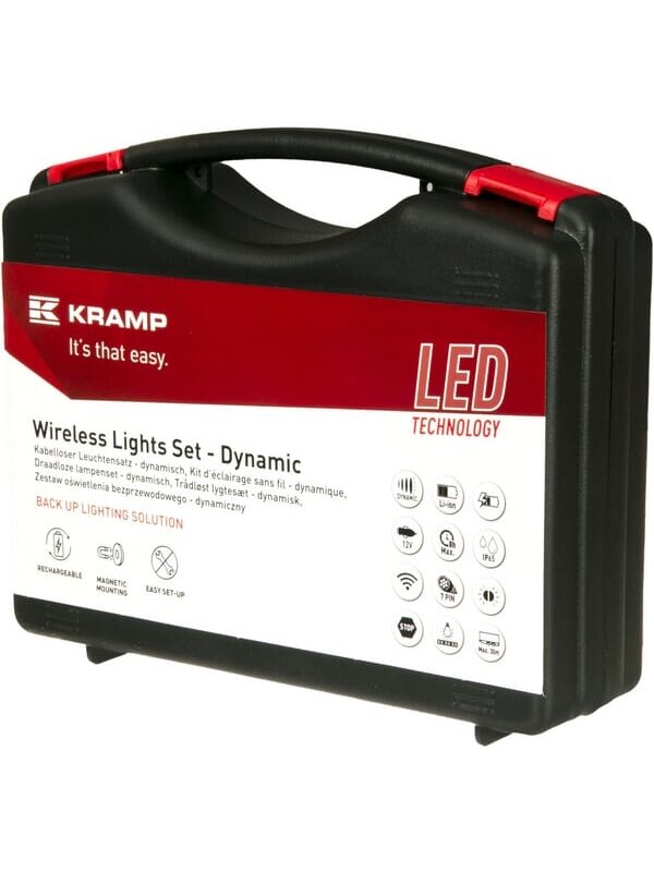 Belaidis LED šviestuvų rinkinys, kvadratinis, 12 V, ličio jonų, magnetinis, 110x103, 7 kontaktų kištukas, Kramp 4 Belaidis LED šviestuvų rinkinys, kvadratinis, 12 V, ličio jonų, magnetinis, 110x103, 7 kontaktų kištukas, Kramp 4