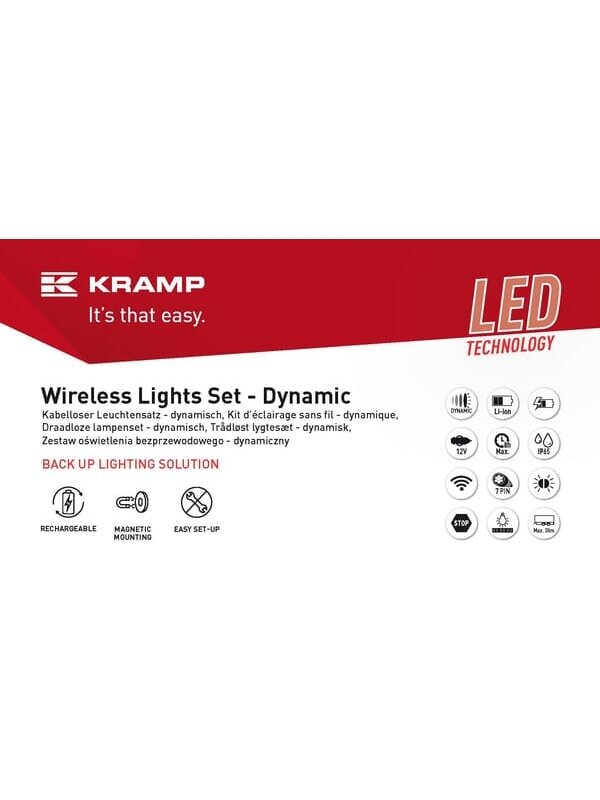 Belaidis LED šviestuvų rinkinys, kvadratinis, 12 V, ličio jonų, magnetinis, 110x103, 7 kontaktų kištukas, Kramp 7 Belaidis LED šviestuvų rinkinys, kvadratinis, 12 V, ličio jonų, magnetinis, 110x103, 7 kontaktų kištukas, Kramp 7