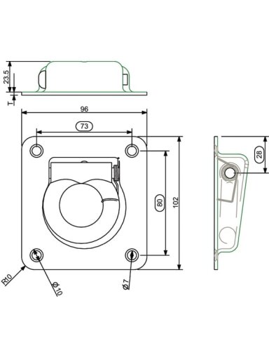 Cinkuota ąsa 102 x 96 mm H=22 mm