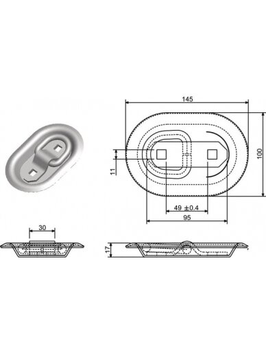Cinkuota ąsa 145 x 100 H=16 mm 1 Cinkuota ąsa 145 x 100 H=16 mm 1