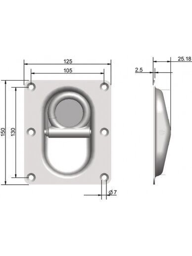 Cinkuota ąsa 150 x 125 mm H=25,18 mm 1 Cinkuota ąsa 150 x 125 mm H=25,18 mm 1