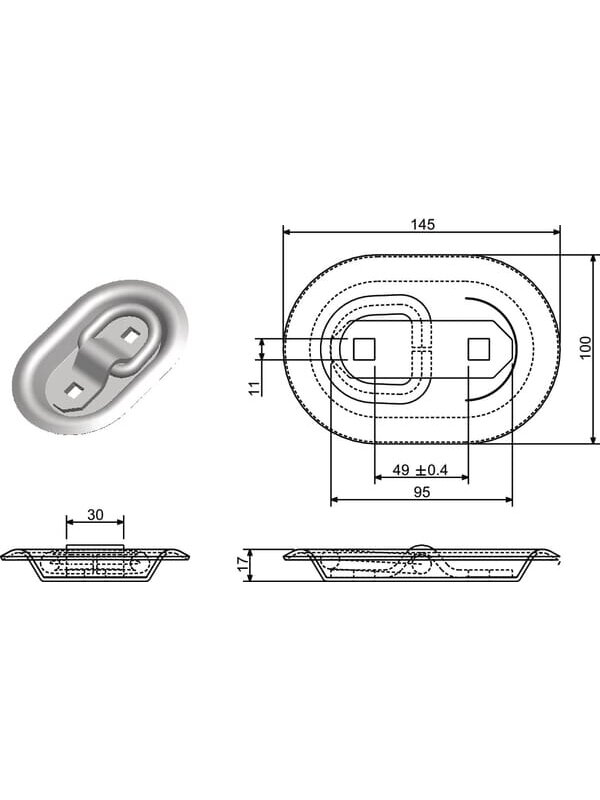 Cinkuota ąsa 145 x 100 H=16 mm 1 Cinkuota ąsa 145 x 100 H=16 mm 1