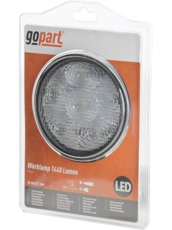 Darbo žibintas LED, 18W, 1440lm, apvali, 10/30V, Ø 110mm, prožektorius, 6 LED, gopart Darbo žibintas LED, 18W, 1440lm, apvali, 10/30V, Ø 110mm, prožektorius, 6 LED, gopart