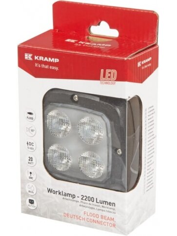 Darbo šviesa LED, 20W, 2200lm, kvadratinė, 10-80V, prožektorius, Kramp 4 Darbo šviesa LED, 20W, 2200lm, kvadratinė, 10-80V, prožektorius, Kramp 4