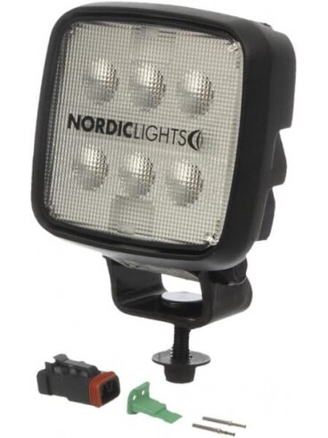 Darbo šviesos diodas LED, 28W, 2800lm, kvadratinis, 12/24V, baltas, tvirtinamas varžtais, Deutsch 2 kontaktų, plataus užliejimo, 6 LED, "Scorpius GO 420", "Nordic Lights