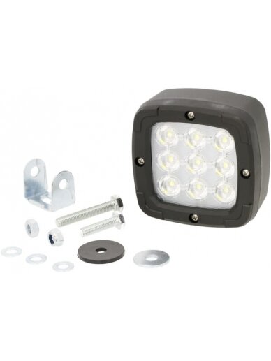 Darbinė LED lempa, 13,5 W, 1800 lm, kvadratinė, 12-24 V, Deutsch kištukas, 123x74x100 mm, prožektorius, 9 LED, Kramp 5 Darbinė LED lempa, 13,5 W, 1800 lm, kvadratinė, 12-24 V, Deutsch kištukas, 123x74x100 mm, prožektorius, 9 LED, Kramp 5