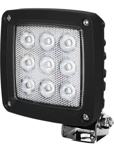 Darbinė LED lempa, 27W, 3000lm, kvadratinė, balta, 10/30V, "Deutsch" kištukas, platus šviesos srautas, 9 šviesos diodai "Kramp 2 Darbinė LED lempa, 27W, 3000lm, kvadratinė, balta, 10/30V, "Deutsch" kištukas, platus šviesos srautas, 9 šviesos diodai "Kramp 2