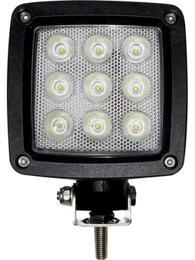 Darbinė LED lempa, 27W, 3000lm, kvadratinė, balta, 10/30V, "Deutsch" kištukas, platus šviesos srautas, 9 šviesos diodai "Kramp Darbinė LED lempa, 27W, 3000lm, kvadratinė, balta, 10/30V, "Deutsch" kištukas, platus šviesos srautas, 9 šviesos diodai "Kramp