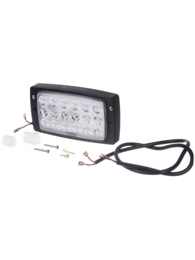 Darbinė LED lempa, 27W, 3375lm, stačiakampė, 10-30V, balta, AMP kištukas, kombinuota, 18 LED, "Kramp 2