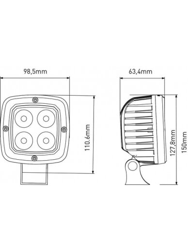 Darbinė LED lempa, 40W, 4000lm, kvadratinė, 10-30V, 110x63.4x98.5mm, taškinė, Kramp 5 Darbinė LED lempa, 40W, 4000lm, kvadratinė, 10-30V, 110x63.4x98.5mm, taškinė, Kramp 5