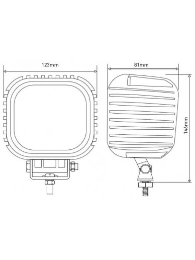 Darbinė LED lempa, 48W, 4000lm, kvadratinė, 10-30V, 146x81x123mm, prožektorius, Kramp 5 Darbinė LED lempa, 48W, 4000lm, kvadratinė, 10-30V, 146x81x123mm, prožektorius, Kramp 5