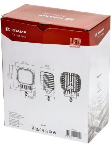 Darbinė LED lempa, 48W, 4000lm, kvadratinė, 10-30V, 146x81x123mm, taškinė, Kramp 5 Darbinė LED lempa, 48W, 4000lm, kvadratinė, 10-30V, 146x81x123mm, taškinė, Kramp 5