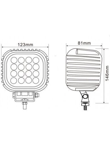Darbinė LED lempa, 48W, 4000lm, kvadratinė, 10-30V, 146x81x123mm, taškinė, Kramp 6 Darbinė LED lempa, 48W, 4000lm, kvadratinė, 10-30V, 146x81x123mm, taškinė, Kramp 6