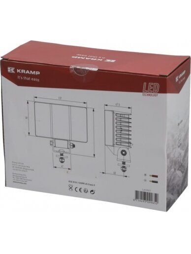 Darbinė LED lempa, 60W, 5700lm, stačiakampė, 9-36V, 137x90x67,5 mm, plačiajuostė, "Kramp 3 Darbinė LED lempa, 60W, 5700lm, stačiakampė, 9-36V, 137x90x67,5 mm, plačiajuostė, "Kramp 3