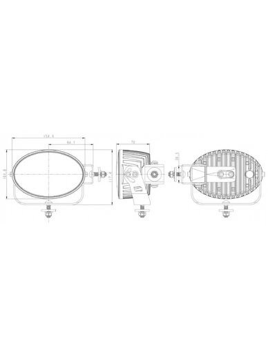 Darbinė LED lempa, 60W, 6000lm, ovali, 12-60V, 154x105x70mm, prožektorius, Kramp 11 Darbinė LED lempa, 60W, 6000lm, ovali, 12-60V, 154x105x70mm, prožektorius, Kramp 11