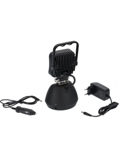 Darbinė LED lemputė, 15W, 900lm, 11-36V, juoda, 192.5x115x DC kištukas, 5 LED, Kramp 1