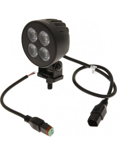 Darbinė LED lemputė, 24W, 2556lm, apvali, 12/24V, balta, 83,9x99,5x59mm Deutsch kištukas, Flood, 4LED's 4