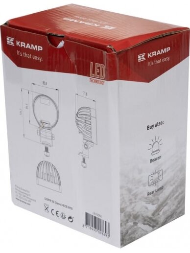 Darbinė LED lemputė, 40W, 4000lm, apvali, balta, 10/30 V, 84x126x71,8 mm, Deutsch kištukas, 4 LED, 360 laipsnių, Kramp 3 Darbinė LED lemputė, 40W, 4000lm, apvali, balta, 10/30 V, 84x126x71,8 mm, Deutsch kištukas, 4 LED, 360 laipsnių, Kramp 3
