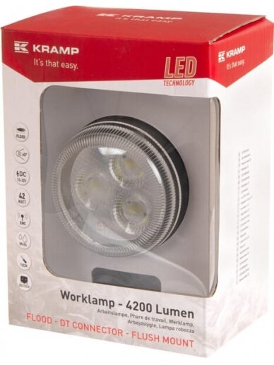 Darbinė LED lemputė, 42W, 4200lm, apvali, "Kramp 2 Darbinė LED lemputė, 42W, 4200lm, apvali, "Kramp 2