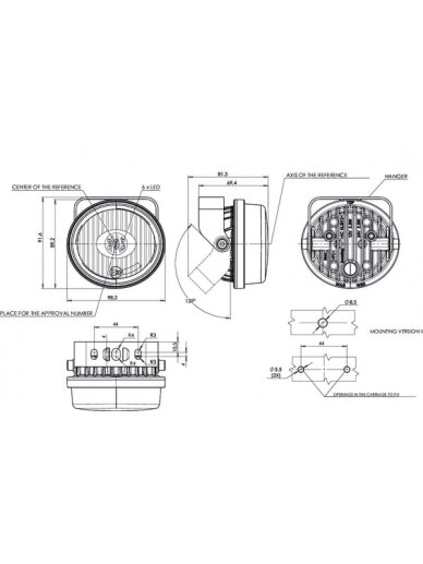 Darbinė LED lemputė, apvali, 12/24V, balta, 98x90mm, Waś 5 Darbinė LED lemputė, apvali, 12/24V, balta, 98x90mm, Waś 5
