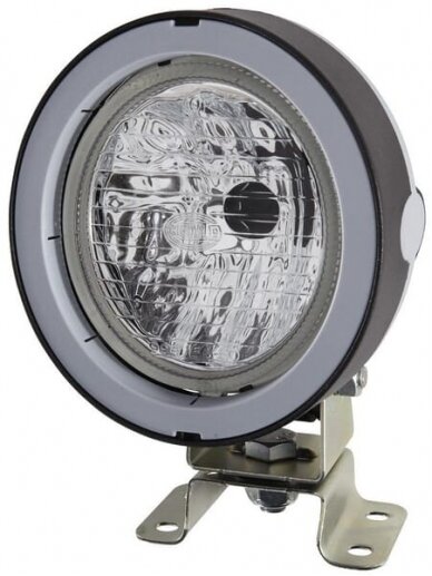 Darbinis halogeninis žibintas, 55/70W, apvalus, 12/24V, skaidrus, korpusas: pilkas, 110x103x170mm AMP kištukas, Hella Darbinis halogeninis žibintas, 55/70W, apvalus, 12/24V, skaidrus, korpusas: pilkas, 110x103x170mm AMP kištukas, Hella