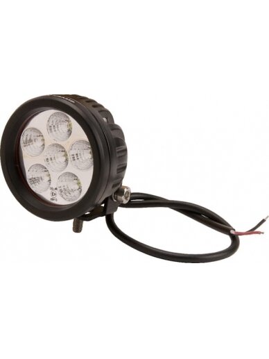 Darbinis LED žibintas, 18W, 1440lm, apvali, 10/30V, Ø 89mm, prožektorius, 6 LED, Kramp Darbinis LED žibintas, 18W, 1440lm, apvali, 10/30V, Ø 89mm, prožektorius, 6 LED, Kramp