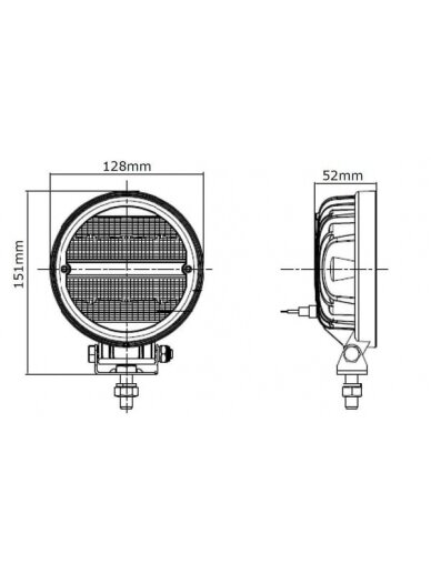 Darbinis LED žibintas, 24W, 2272lm, apvali, 9-36V, Ø 128mm Deutsch kištukas, plati žibintas, 16 LED, Kramp 7 Darbinis LED žibintas, 24W, 2272lm, apvali, 9-36V, Ø 128mm Deutsch kištukas, plati žibintas, 16 LED, Kramp 7