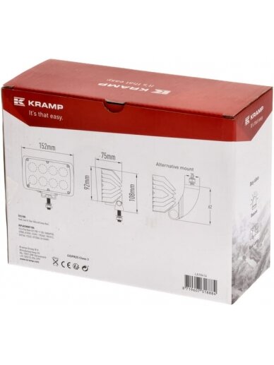 Darbinis LED žibintas, 40W, 4000lm, stačiakampis, baltas, 152x75x108mm, Deutsch kištukas, platus šviesos srautas, 8 šviesos diodai, Kramp 5 Darbinis LED žibintas, 40W, 4000lm, stačiakampis, baltas, 152x75x108mm, Deutsch kištukas, platus šviesos srautas, 8 šviesos diodai, Kramp 5