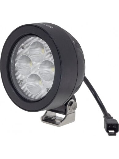 Darbinis LED žibintas, 40W, 4500lm, apvalus, baltos spalvos, 110x93x145mm, platus šviesos srautas, 4 LED, Kramp