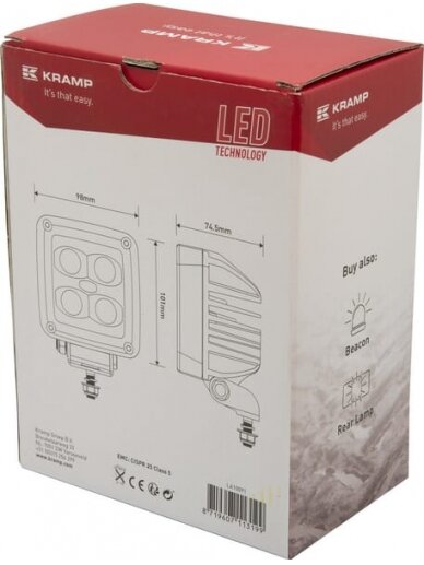 Darbinis LED žibintas, 40W, 4500lm, kvadratinis, baltas, 101x74,5x98mm, Deutsch kištukas, platus šviesos srautas, 4 LED, Kramp 2