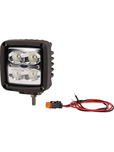 Darbinis LED žibintas, 40W, 4500lm, kvadratinis, baltas, 101x74,5x98mm, Deutsch kištukas, platus šviesos srautas, 4 LED, Kramp Darbinis LED žibintas, 40W, 4500lm, kvadratinis, baltas, 101x74,5x98mm, Deutsch kištukas, platus šviesos srautas, 4 LED, Kramp