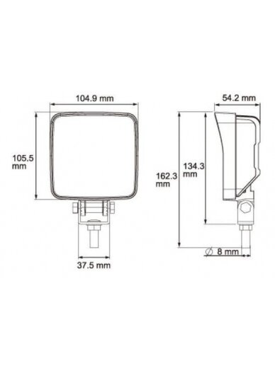 Darbo šviesa LED, 18W, 1440lm, kvadratinė, 9/33V, skaidri, tvirtinama varžtais, 134,3x54x104,9 mm 1 Darbo šviesa LED, 18W, 1440lm, kvadratinė, 9/33V, skaidri, tvirtinama varžtais, 134,3x54x104,9 mm 1