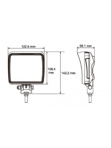 Darbo šviesa LED, 18W, 2160lm, kvadratinė, 12/36V, 142x58.1x122mm Deutsch kištukas, Flood, Kramp 8