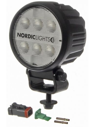 Darbo šviesos diodas LED, 16W, 1600lm, apvalus, 12/24V, baltas, tvirtinamas varžtais, 93x93x116,5 mm, Deutsch 2-pin, Wide flood, 6 LED, Canis GO 410, Nordic Lights Darbo šviesos diodas LED, 16W, 1600lm, apvalus, 12/24V, baltas, tvirtinamas varžtais, 93x93x116,5 mm, Deutsch 2-pin, Wide flood, 6 LED, Canis GO 410, Nordic Lights