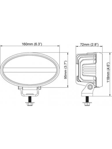 Darbo šviesos diodas LED, 16W, 1600lm, ovalus, 12/24V, baltas, tvirtinamas varžtais, 160x95x118mm, Deutsch 2-pin, Flood, 6 LED, SATO GO 610, Nordic Lights 6 Darbo šviesos diodas LED, 16W, 1600lm, ovalus, 12/24V, baltas, tvirtinamas varžtais, 160x95x118mm, Deutsch 2-pin, Flood, 6 LED, SATO GO 610, Nordic Lights 6