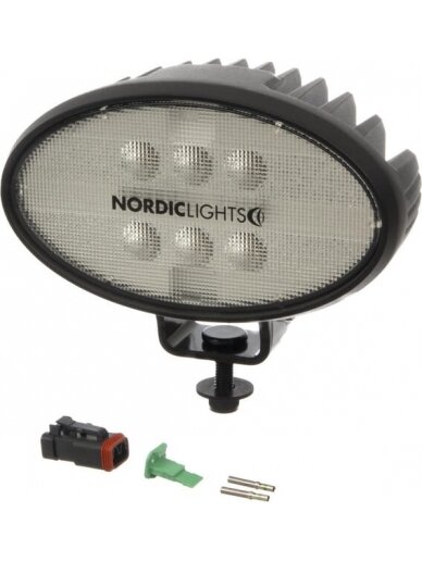 Darbo šviesos diodas LED, 16W, 1600lm, ovalus, 12/24V, baltas, tvirtinamas varžtais, 160x95x118mm, Deutsch 2-pin, Flood, 6 LED, SATO GO 610, Nordic Lights Darbo šviesos diodas LED, 16W, 1600lm, ovalus, 12/24V, baltas, tvirtinamas varžtais, 160x95x118mm, Deutsch 2-pin, Flood, 6 LED, SATO GO 610, Nordic Lights