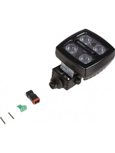 Darbo šviesos diodas LED, 17W, 1100lm, kvadratinis, 12/24V, skaidrus, tvirtinamas varžtais, 122x76x100mm, Deutsch 2-pin, platus, 4 LED, Scorpius N26 iš Nordic Lights