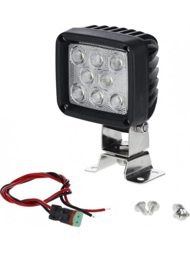 Darbo šviesos diodas LED, 24W, 1920lm, kvadratinis, baltas, 95x84x105mm, Deutsch kištukas, prožektorius, 8 šviesos diodai, Kramp 2