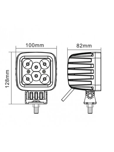 Darbo šviesos diodas LED, 42W, 3780lm, kvadratinis, 10/30V, 128x82x100mm, prožektorius, 6 LED, Kramp 4 Darbo šviesos diodas LED, 42W, 3780lm, kvadratinis, 10/30V, 128x82x100mm, prožektorius, 6 LED, Kramp 4