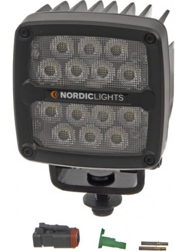 Darbo šviesos LED, 50W, 7000lm, kvadratinis, 12/24V, baltas, tvirtinamas varžtais, Deutsch 2-pin, Flood, 14 LED, Scorpius PRO 445, Nordic Lights Darbo šviesos LED, 50W, 7000lm, kvadratinis, 12/24V, baltas, tvirtinamas varžtais, Deutsch 2-pin, Flood, 14 LED, Scorpius PRO 445, Nordic Lights