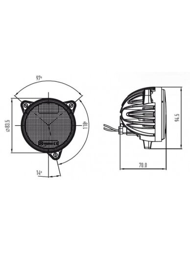 Darbo žibintas LED, 40W, 4800lm, apvali, prožektorius, Kramp 6 Darbo žibintas LED, 40W, 4800lm, apvali, prožektorius, Kramp 6