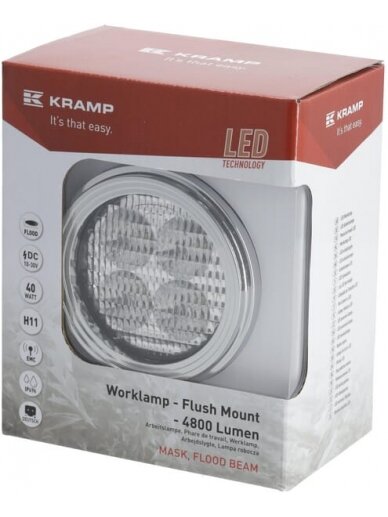 Darbo žibintas LED, 40W, 4800lm, apvali, prožektorius, Kramp 2
