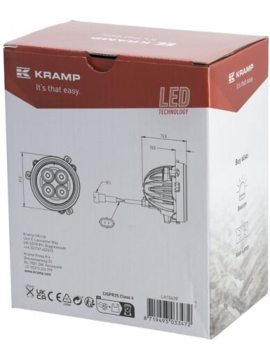 Darbo žibintas LED, 40W, 4800lm, apvali, prožektorius, Kramp 3 Darbo žibintas LED, 40W, 4800lm, apvali, prožektorius, Kramp 3