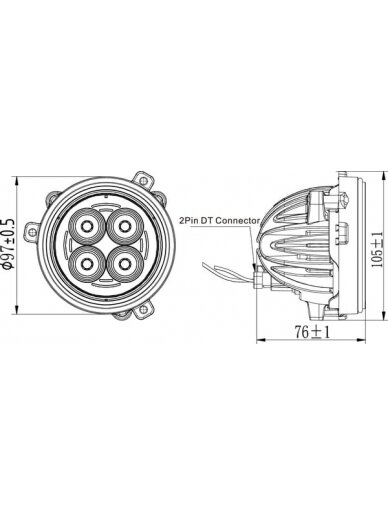 Darbo žibintas LED, 40W, 4800lm, apvali, prožektorius, Kramp 4 Darbo žibintas LED, 40W, 4800lm, apvali, prožektorius, Kramp 4