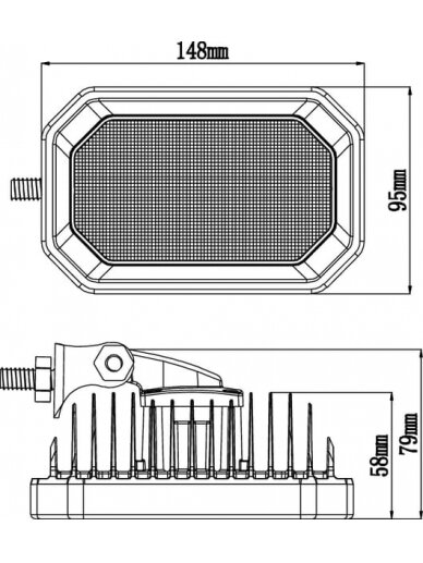 Darbo žibintas LED, 42W, 2800lm, stačiakampė, potvynio, Kramp 12 Darbo žibintas LED, 42W, 2800lm, stačiakampė, potvynio, Kramp 12